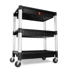 300 lbs. Capacity 32 in. x 18.5 in. Triple Decker Service 3-Tray and Utility Cart by WEN -Outlet WEN Store black wen tool carts 73163 4f 1000