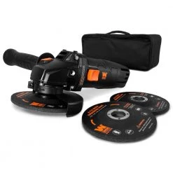 7.5 Amp Corded 4-1/2 in. Angle Grinder with Reversible Handle, 3 Grinding Discs and Carrying Case by WEN