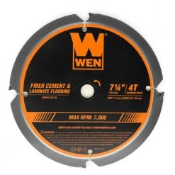 7-1/4 in. 4-Tooth Diamond-Tipped (PCD) Professional Circular Saw Blade for Fiber Cement and Laminate Flooring by WEN