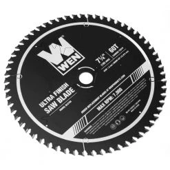 7.25 in. 60-Tooth Carbide-Tipped Professional Ultra Fine-Finish Circular Saw Blade with Cool-Cut Coating by WEN 9 7.25 in. 60-Tooth Carbide-Tipped Professional Ultra Fine-Finish Circular Saw Blade with Cool-Cut Coating by WEN -Outlet WEN Store wen circular saw blades bl0760 1f 1000
