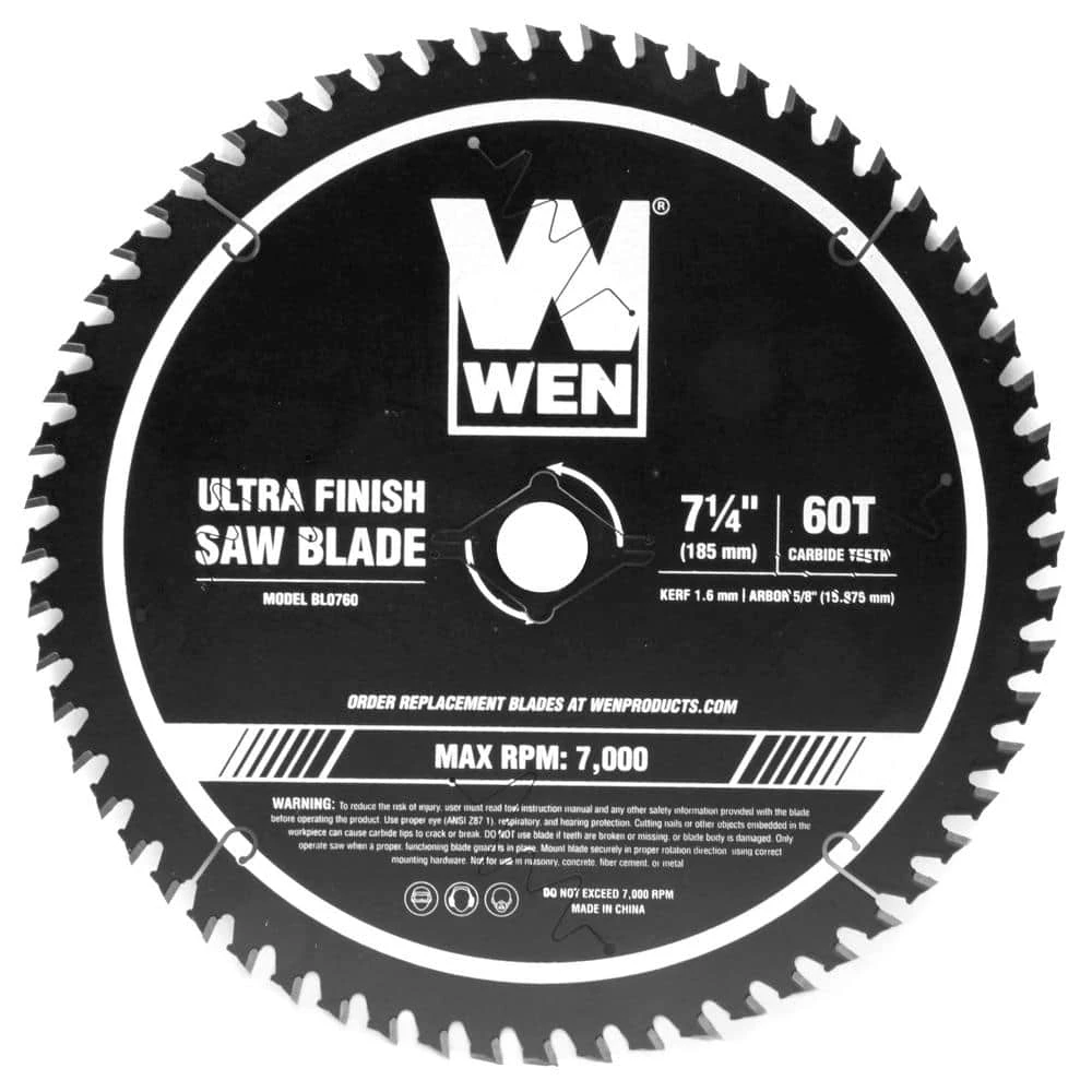 7.25 in. 60-Tooth Carbide-Tipped Professional Ultra Fine-Finish Circular Saw Blade with Cool-Cut Coating by WEN 3 7.25 in. 60-Tooth Carbide-Tipped Professional Ultra Fine-Finish Circular Saw Blade with Cool-Cut Coating by WEN