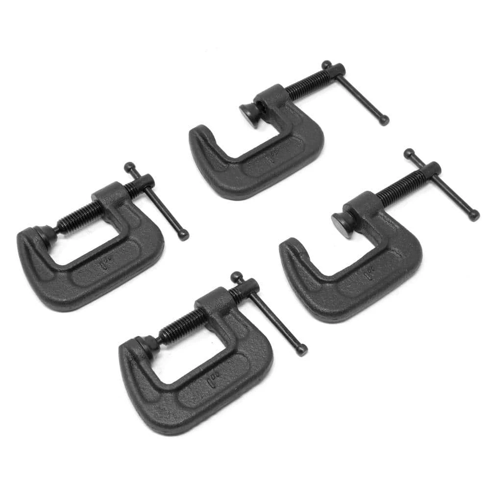 Heavy-Duty Cast Iron C-Clamps with 1 in. Jaw Opening and 0.8 in. Throat Set (4-Pack) by WEN 3 Heavy-Duty Cast Iron C-Clamps with 1 in. Jaw Opening and 0.8 in. Throat Set (4-Pack) by WEN