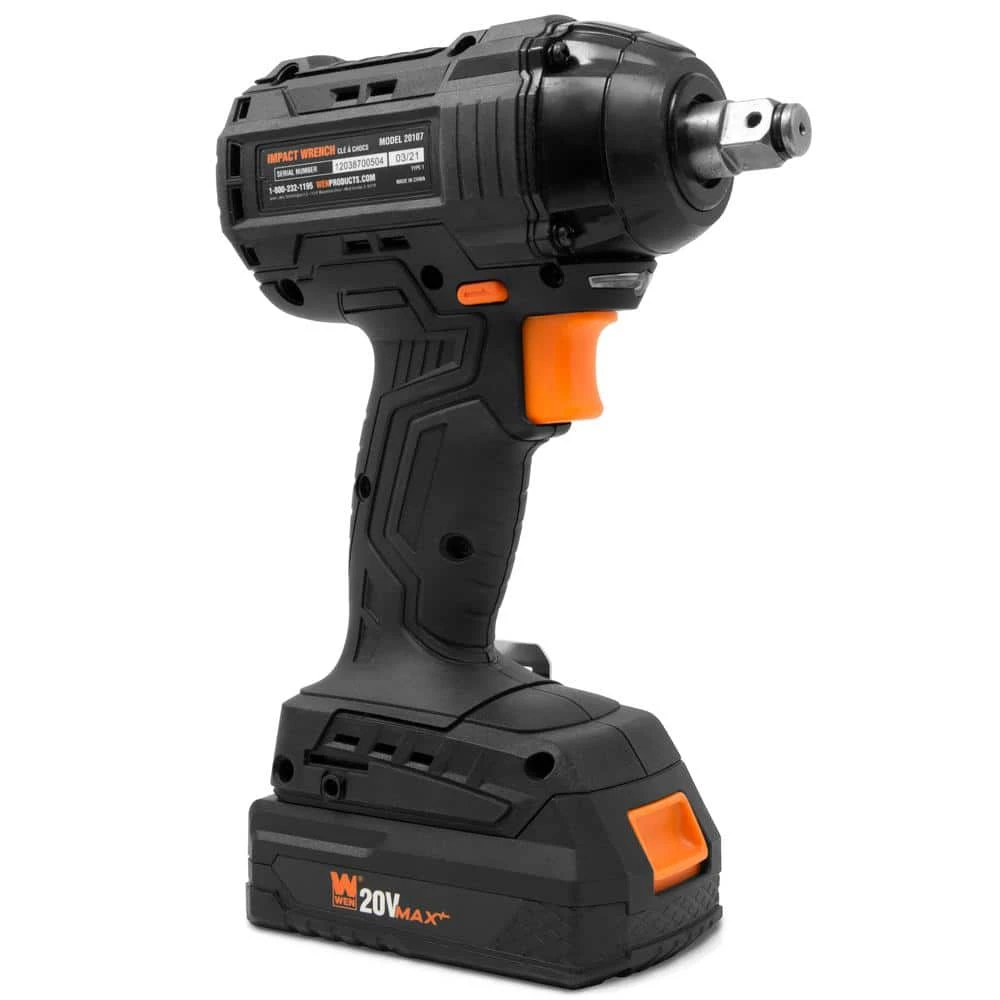 20-Volt Max Brushless Cordless 1/2 in. Impact Wrench with 2.0 Ah Lithium-Ion Battery and Charger by WEN 5 20-Volt Max Brushless Cordless 1/2 in. Impact Wrench with 2.0 Ah Lithium-Ion Battery and Charger by WEN - Image 3