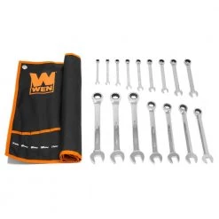 Professional-Grade Ratcheting Metric Combination Wrench Set with Storage Pouch (16-Piece) by WEN