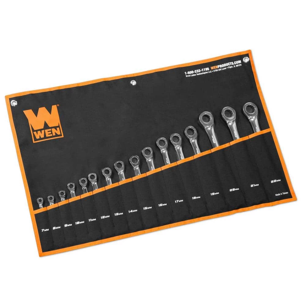 Professional-Grade Ratcheting Metric Combination Wrench Set with Storage Pouch (16-Piece) by WEN 4 Professional-Grade Ratcheting Metric Combination Wrench Set with Storage Pouch (16-Piece) by WEN - Image 2