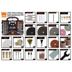 Rotary Tool Accessory Kit with Carrying Case (150-Piece) by WEN 9 Rotary Tool Accessory Kit with Carrying Case (150-Piece) by WEN -Outlet WEN Store wen rotary tool accessory kits 230151a 4f 1000