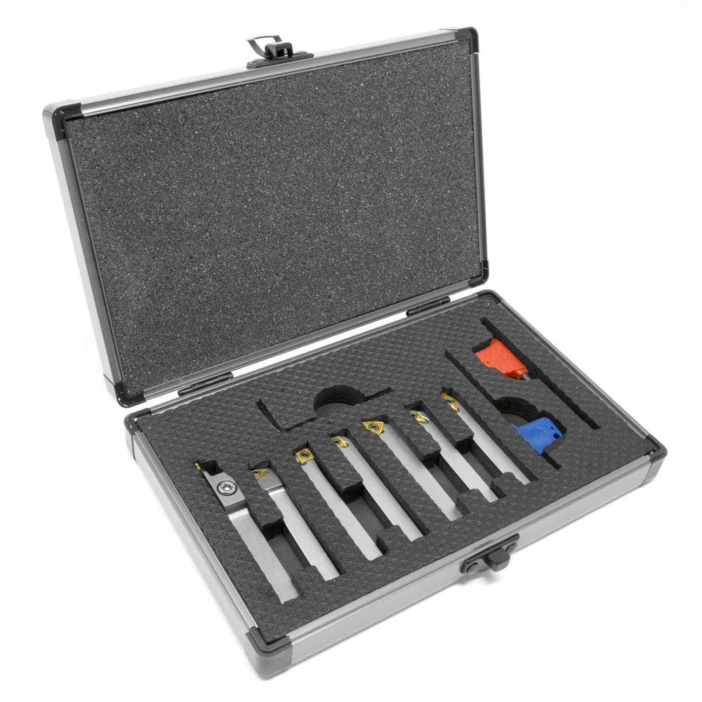 Premium 5/16 in. Nickel-Plated Indexable Carbide-Tipped Metal Lathe Tool Bits Set with Storage Case (7-Piece) by WEN 3 Premium 5/16 in. Nickel-Plated Indexable Carbide-Tipped Metal Lathe Tool Bits Set with Storage Case (7-Piece) by WEN