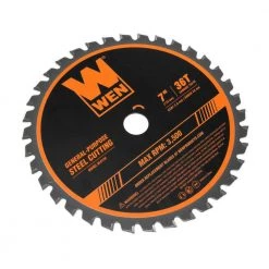 7 in. 36-Tooth Carbide-Tipped Professional Saw Blade for Steel Cutting by WEN -Outlet WEN Store wen table saw blades miter saw blades bl0736 1f 1000