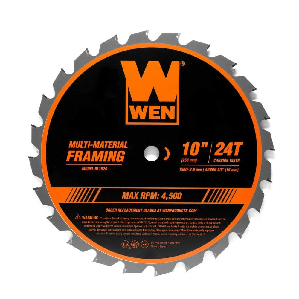 10 in. 24-Tooth Carbide-Tipped Professional Multi-Material Framing Saw Blade by WEN 3 10 in. 24-Tooth Carbide-Tipped Professional Multi-Material Framing Saw Blade by WEN