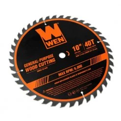 10 in. 40-Tooth Carbide-Tipped Professional Woodworking Saw Blade for Miter Saws and Table Saws by WEN -Outlet WEN Store wen table saw blades miter saw blades bl1040 1f 1000