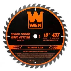 10 in. 40-Tooth Carbide-Tipped Professional Woodworking Saw Blade for Miter Saws and Table Saws by WEN