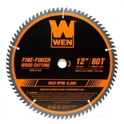 12 in. 32-Tooth and 80-Tooth Carbide-Tipped Professional Woodworking Saw Blade Set (2-Pack) by WEN -Outlet WEN Store wen table saw blades miter saw blades bl1232 2 c3 1000