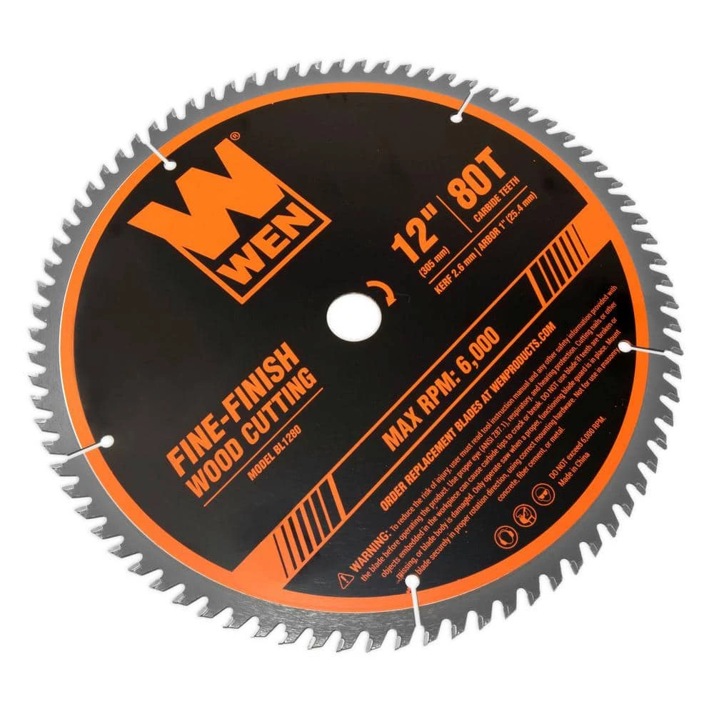 12 in. 80-Tooth Fine-Finish Professional Woodworking Saw Blade for Miter Saws and Table Saws by WEN 6 12 in. 80-Tooth Fine-Finish Professional Woodworking Saw Blade for Miter Saws and Table Saws by WEN - Image 4