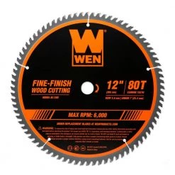 12 in. 80-Tooth Fine-Finish Professional Woodworking Saw Blade for Miter Saws and Table Saws by WEN