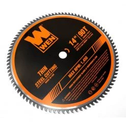 14 in. 90-Tooth Carbide-Tipped Professional Metal Saw Blade for Thin Steel Cutting by WEN -Outlet WEN Store wen table saw blades miter saw blades bl1490 1f 1000