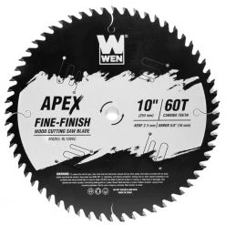 Apex 10 in. 60-Tooth Carbide-Tipped Fine-Finish Industrial-Grade Woodworking Saw Blade with Cool-Cut Coating by WEN