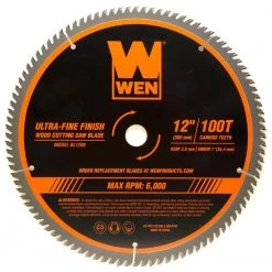 12 in. 100-Tooth Carbide-Tipped Ultra-Fine Finish Professional Woodworking Saw Blade for Miter Saws and Table Saws by WEN